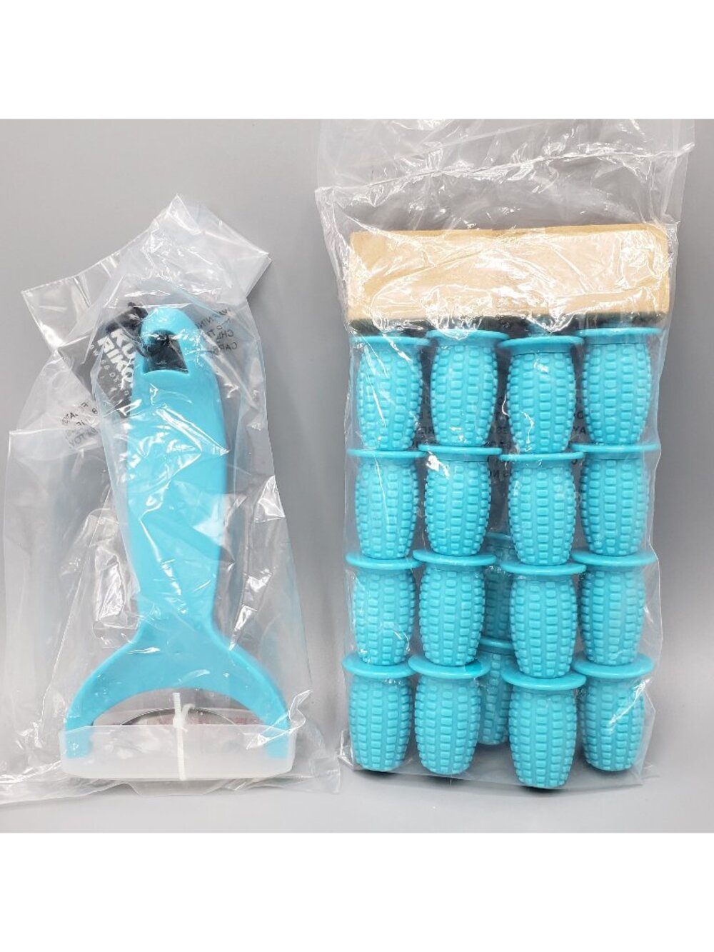 Kuhn Rikon Corn Zipper and Corn Cob Holder TURQUOISE Set of 18 Switzerland NEW